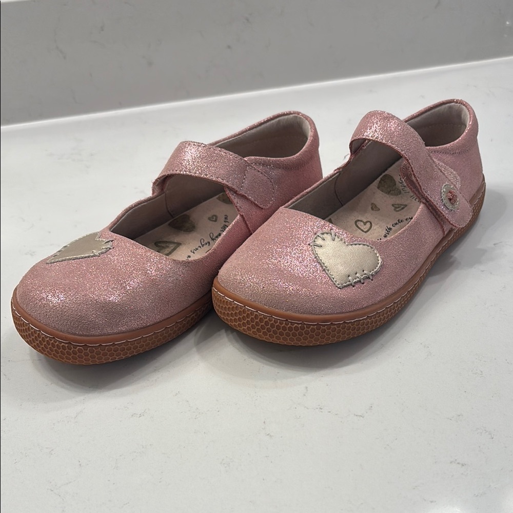 Pink Glitter Kids Shoes with Heart Design